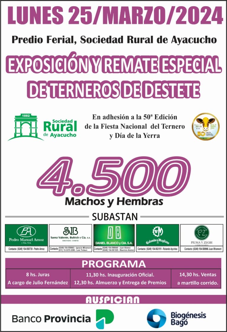 Fiesta Nacional del Ternero: La Expo y remate especial de Terneros de Destete tiene nueva fecha