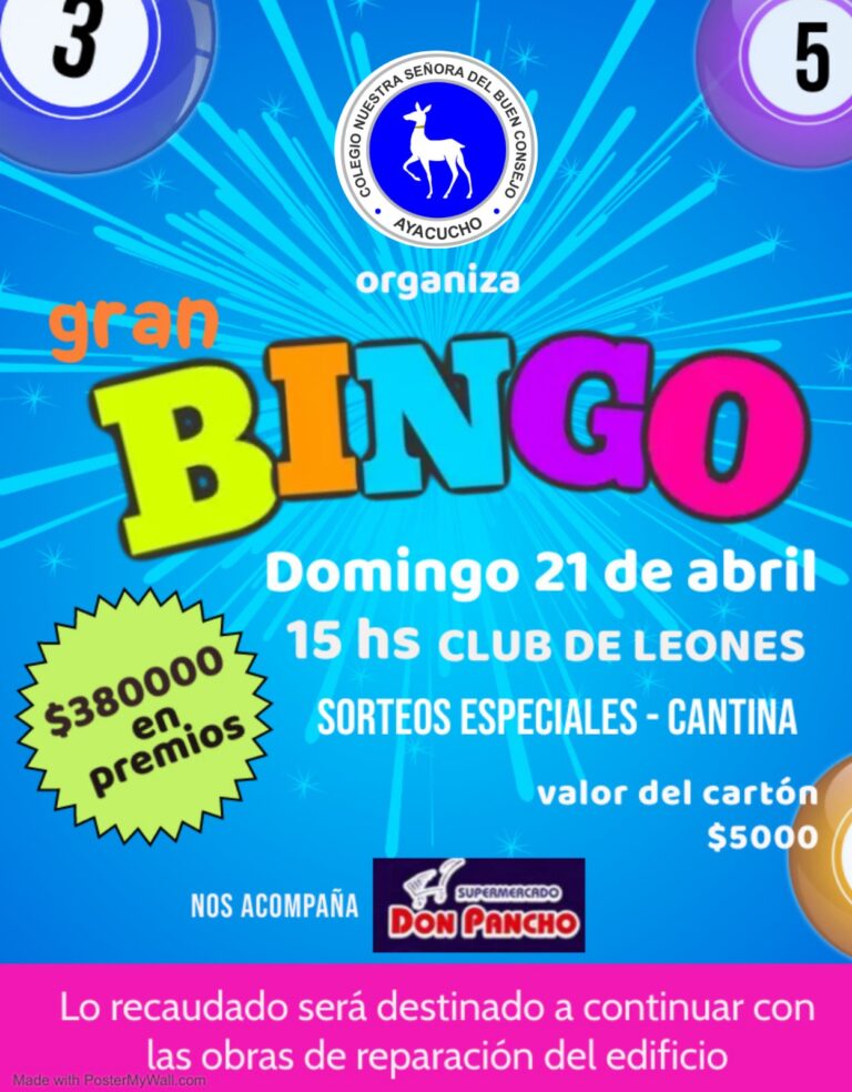 Domingo 21: Bingo en favor del colegio de Hermanas