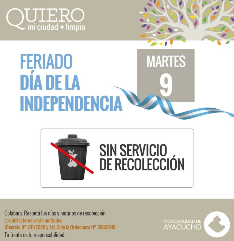 Martes 9 sin servicio de recolección