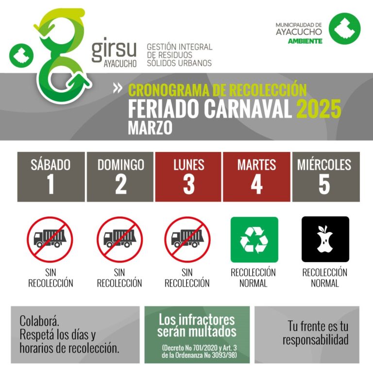 Cronograma de recolección del fin de semana