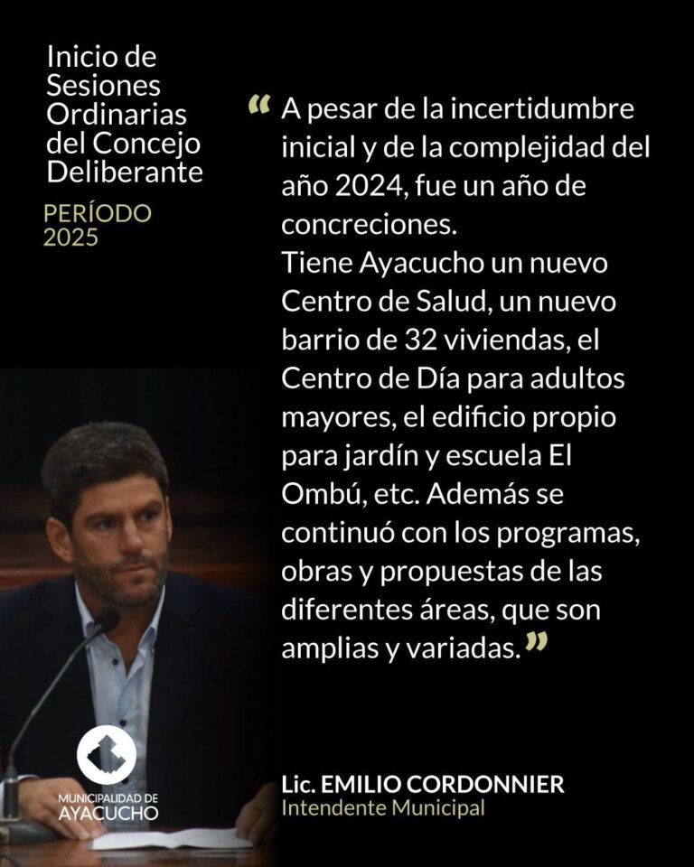 La palabra de Emilio Cordonnier en el inicio de las sesiones del Concejo