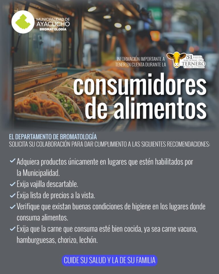 Recomendaciones Bromatológicas en esta Fiesta