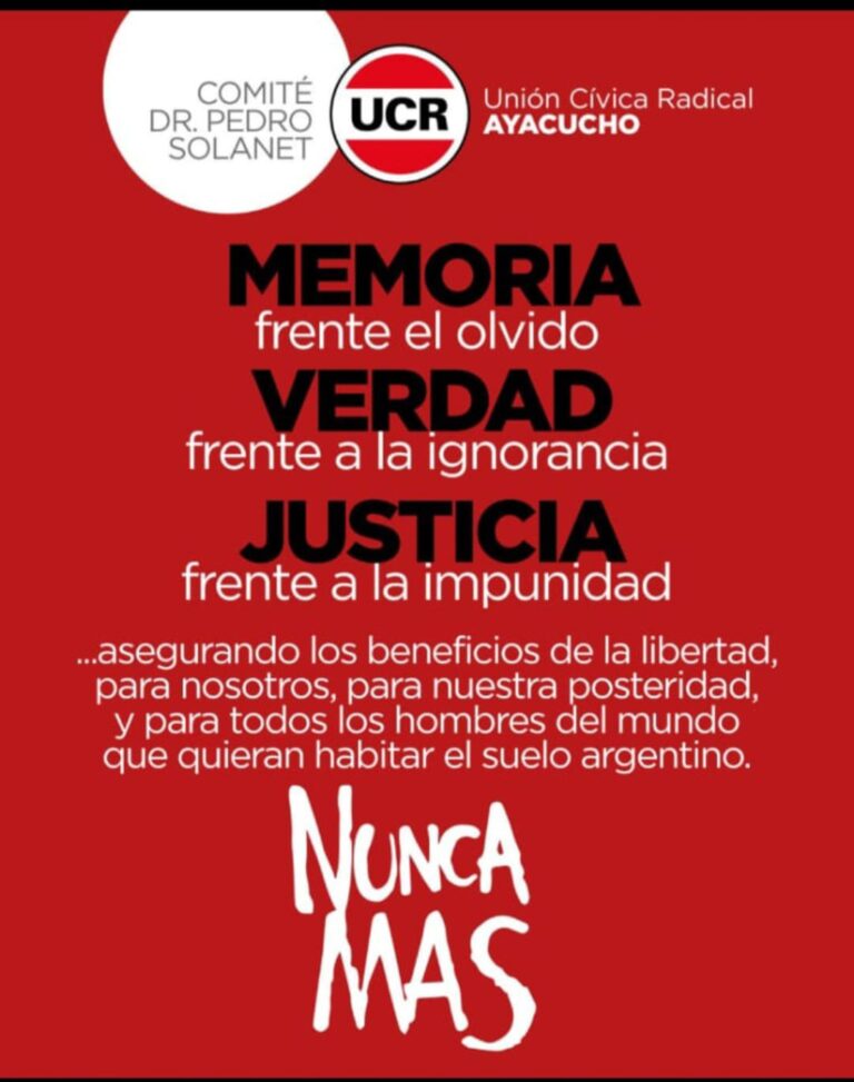 Día Nacional de la Memoria por la Verdad y la Justicia: Adhiere la Unión Cívica Radical