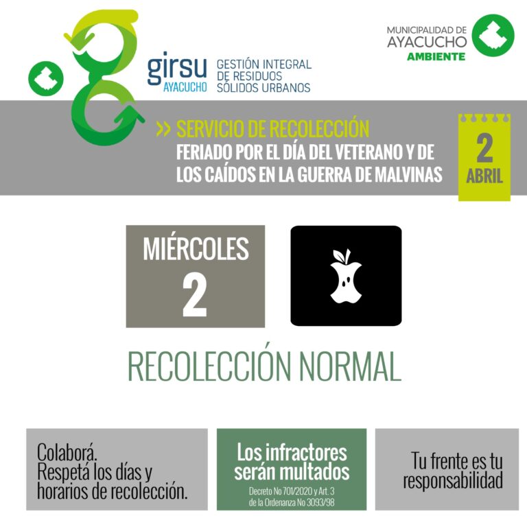 Miércoles 2: Habrá recolección de residuos en el feriado