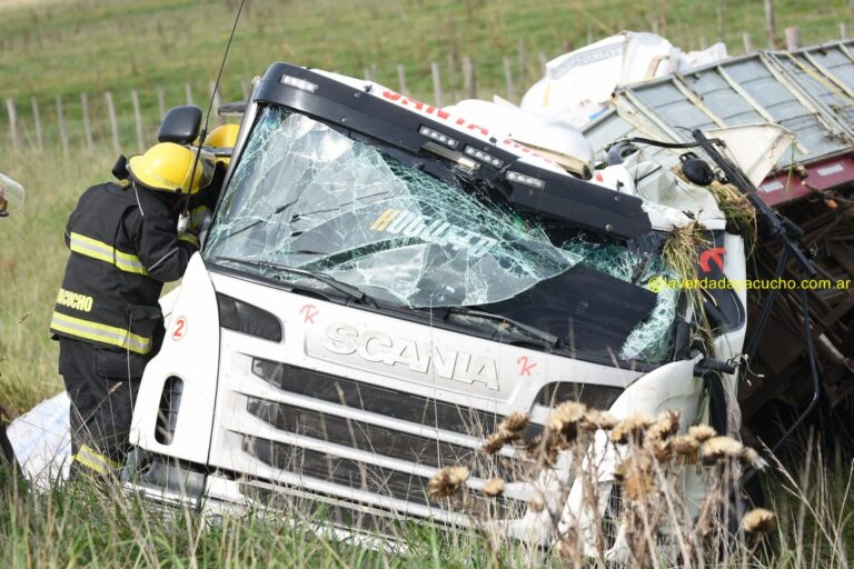 Vuelco de un camión en ruta 74 en cercanías de estancia «La Sola»