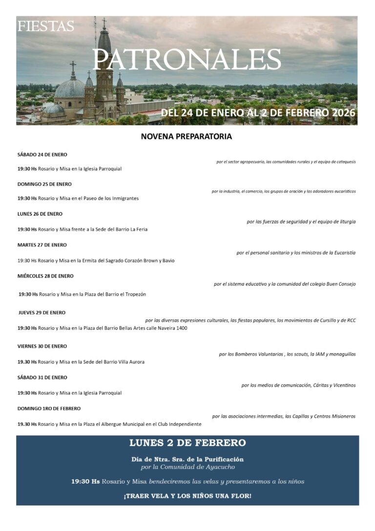 Actividades de la Parroquia: Fiestas Patronales 2026