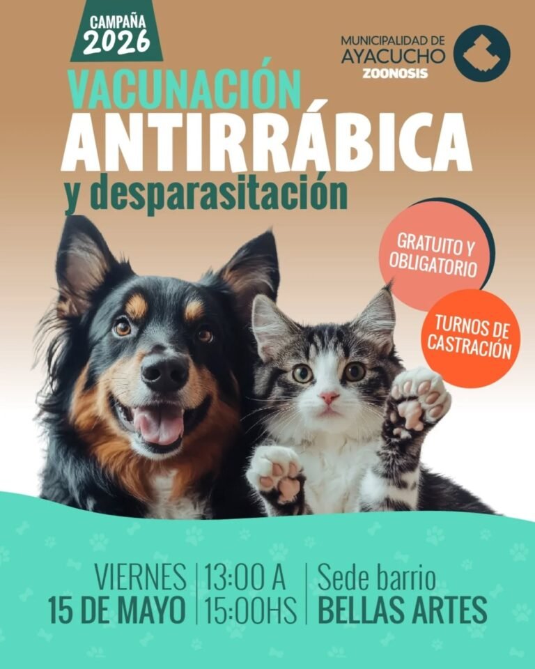 Campaña 2026 de vacunación antirrábica y desparasitación.