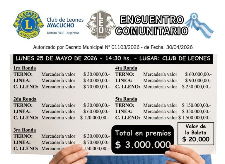 Club de Leones: Realizará un Encuentro Comunitario el 25